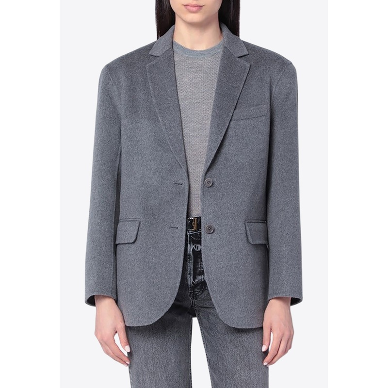 Quinn Single-Breasted Wool-Blend Blazer Gray wrtwstd_XS