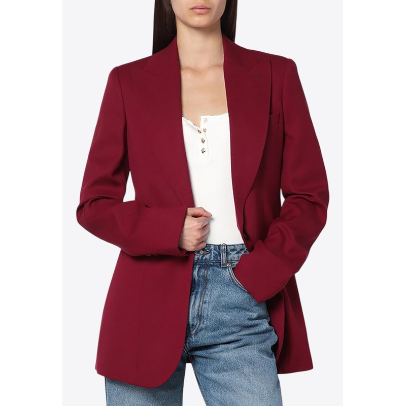 Single-Breasted Wool Jacket Red wrtwit_IT 42
