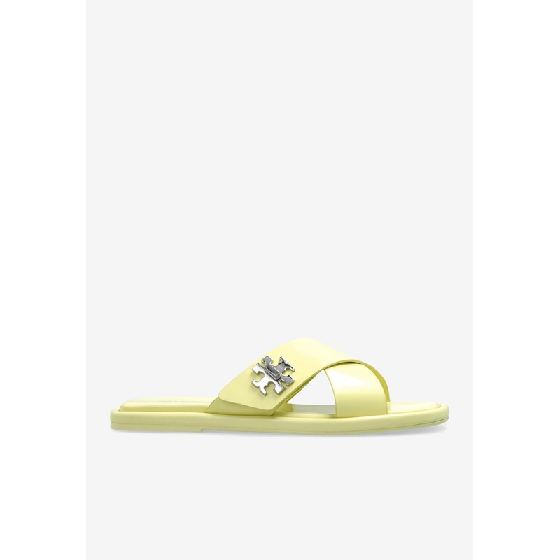 Turnlock Leather Flat Sandals Yellow wshoesus_US 6