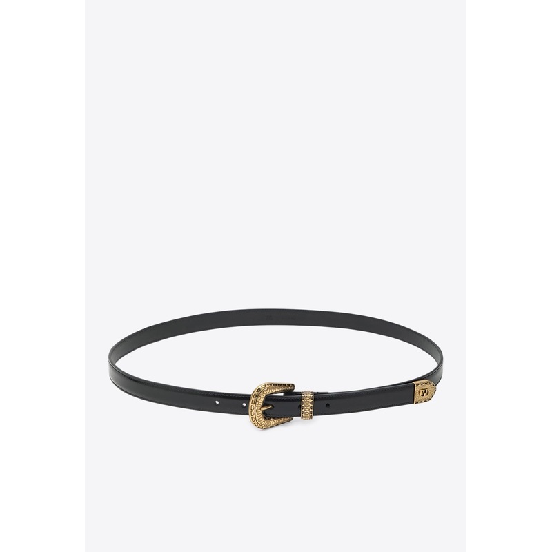 VLogo Signature Belt in Polished Calfskin Black 100