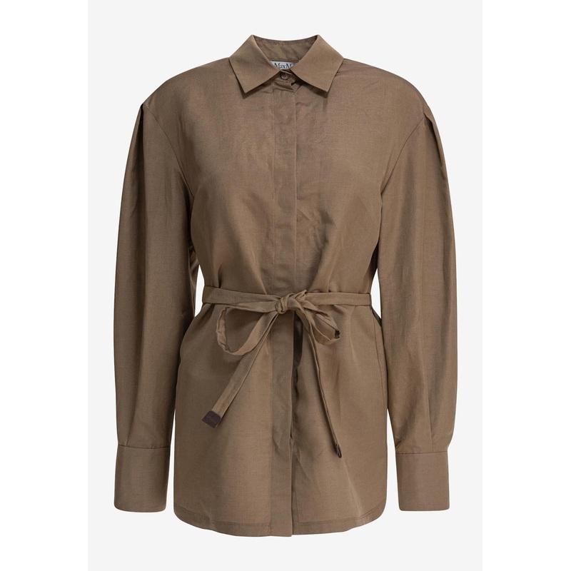 Affari Belted Buttoned Shirt Beige wrtwit_IT 38
