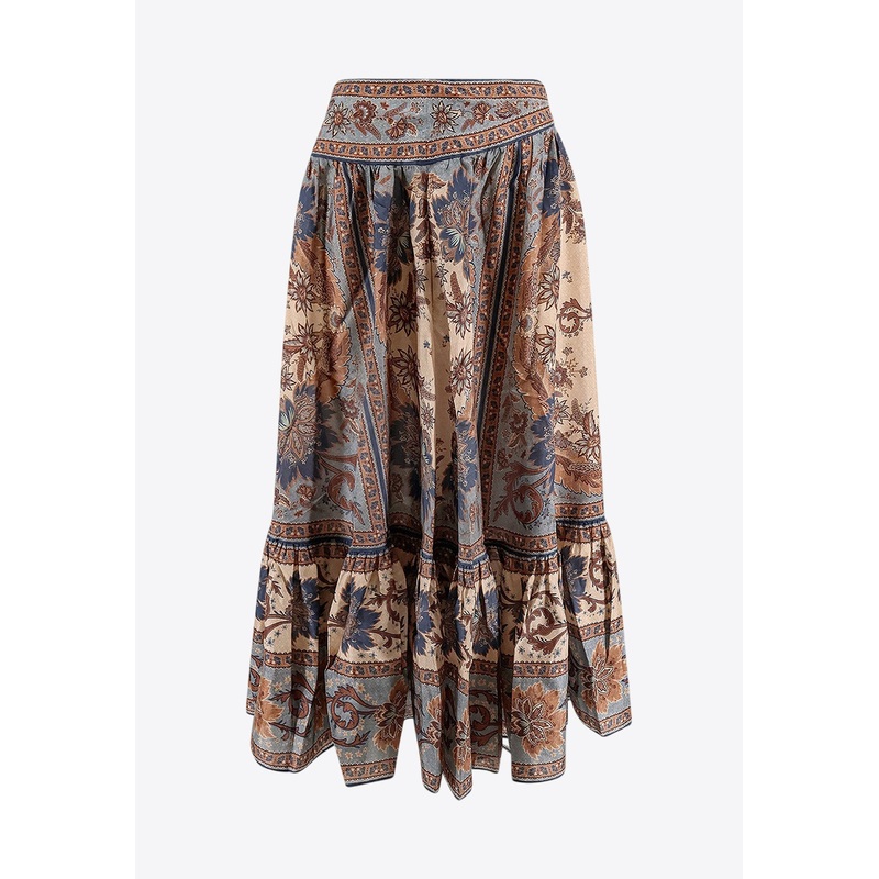 Ascension Floral Print Tiered Midi Skirt Multicolor wrtwzimmermann_0