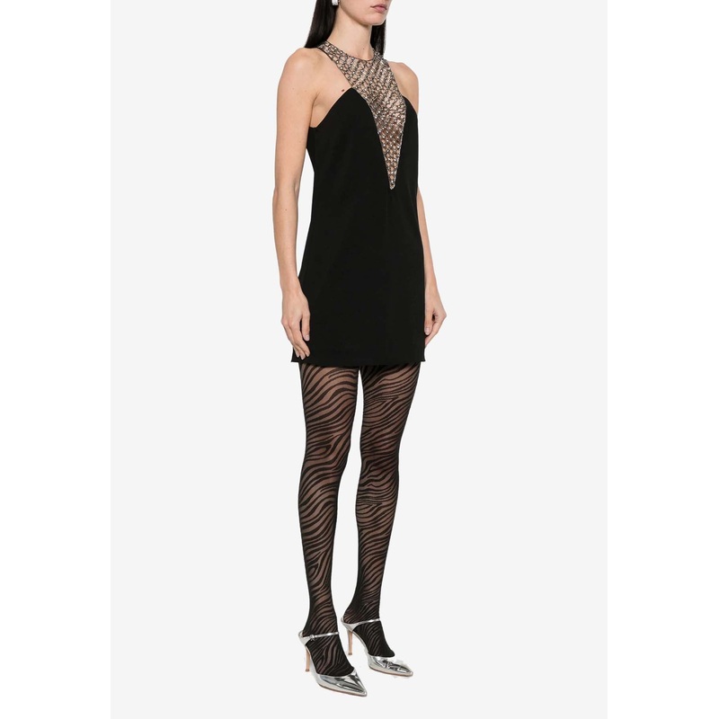 Bead Embellished Mini Dress Black wrtwit_IT 40