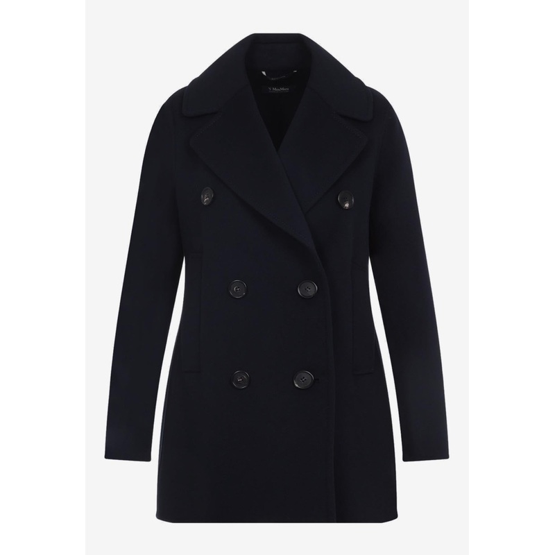 Caban Double-Breasted Wool Pea Coat Midnight Blue wrtwit_IT 38