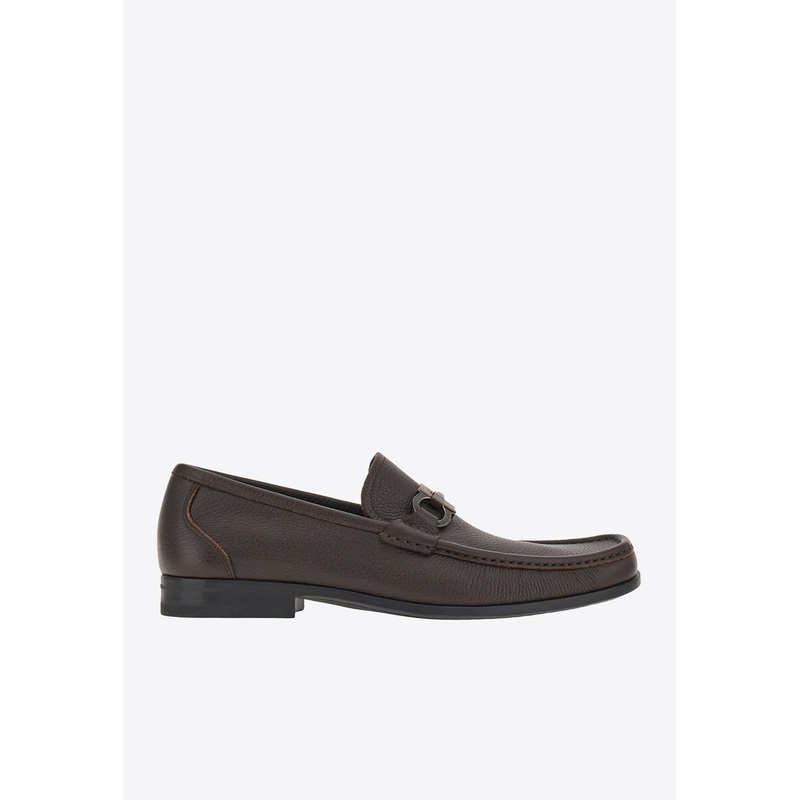 Grandioso Gancini Leather Loafers Brown mshoesus_US 6