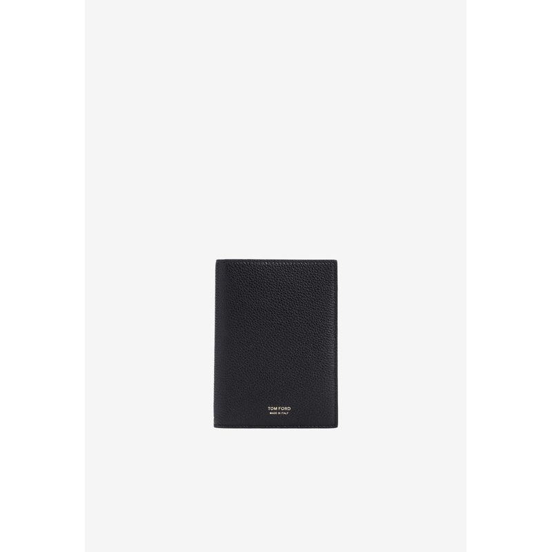 Logo Stamp Passport Holder in Calf Leather Black Onesize