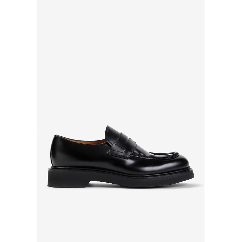 Lynton Calf Leather Penny Loafers Black mshoesuk_UK 7