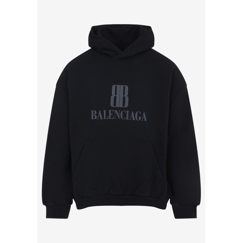 Nano BB Logo Print Hooded Sweatshirt Black mrtwstd_M