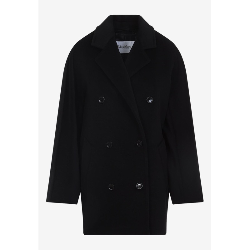 Rebus Double-Breasted Wool Coat Black wrtwit_IT 36