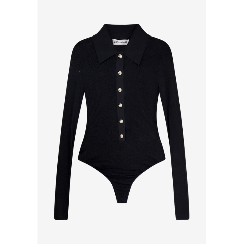 Viscose Long-Sleeved Bodysuit Black wrtwstd_XS