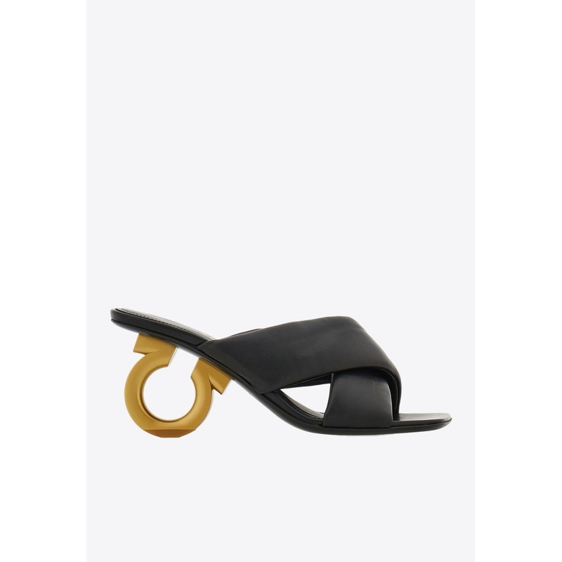 Zilda 70 Gancini Leather Sandals Black wshoesus_US 6