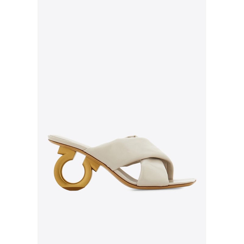 Zilda 70 Gancini Leather Sandals Cream wshoesus_US 6