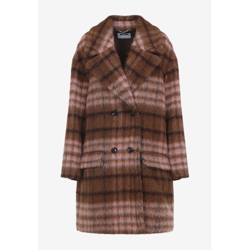 Double-Breasted Checked Coat Brown wrtwit_IT 38