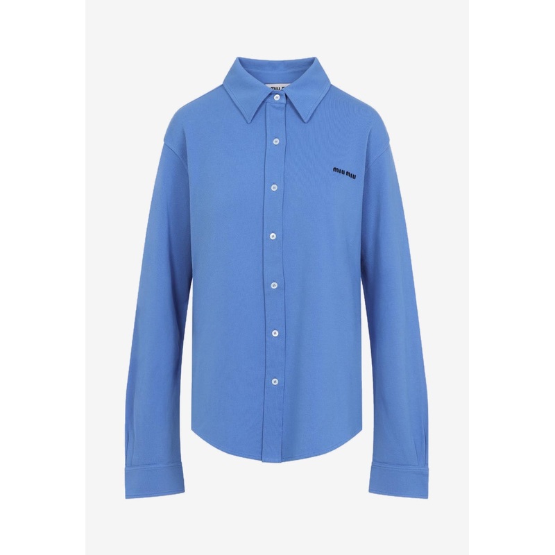 Logo-Embroidered Buttoned Shirt Blue wrtwit_IT 38