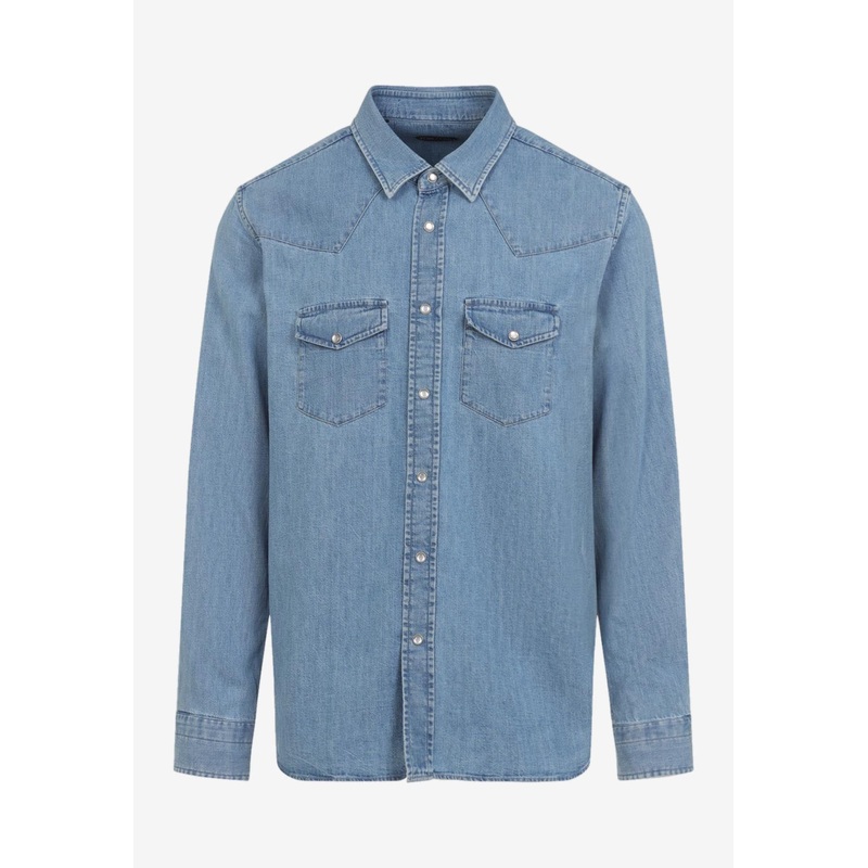 Long-Sleeved Denim Shirt Blue mrtwshirtseu_EU 41