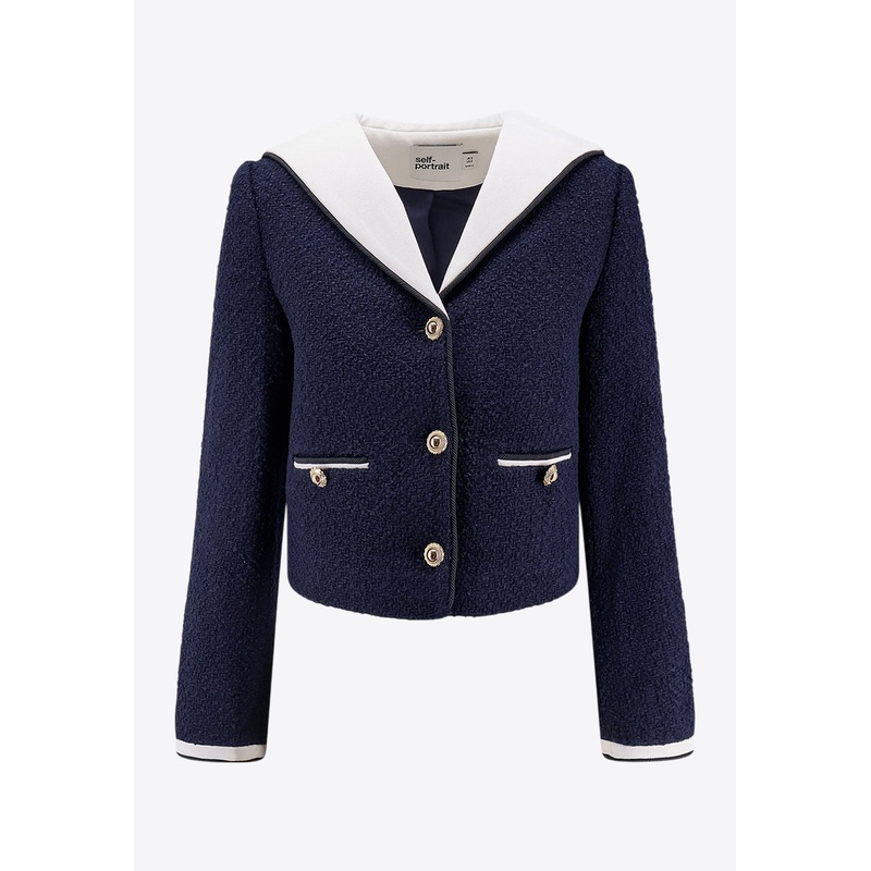 Sailor Collar Boucl Blazer Blue wrtwuk_UK 6