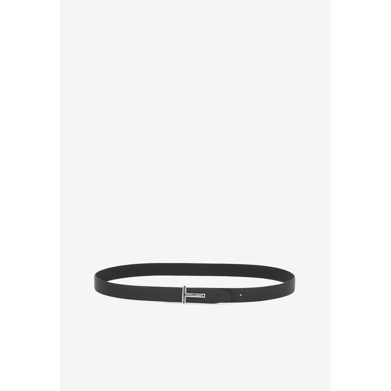T Buckle Reversible Leather Belt Navy 90