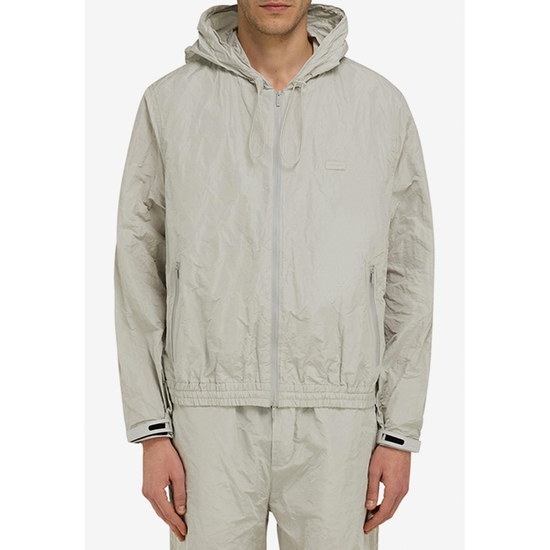 Zip-Up Windbreaker Hooded Jacket Gray mrtwstd_S