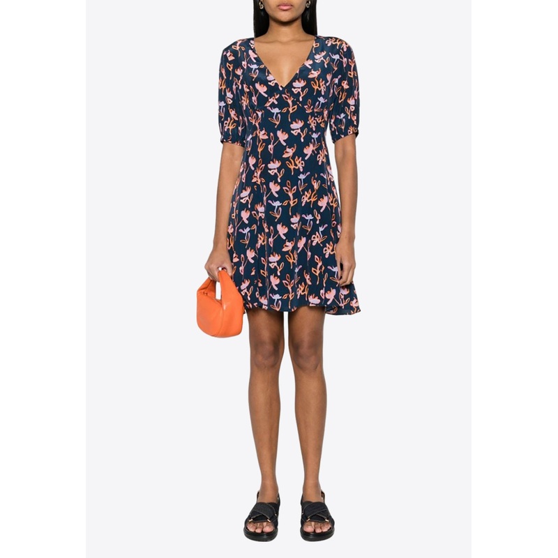 Abstract Print V-neck Mini Dress Multicolor wrtwit_IT 38