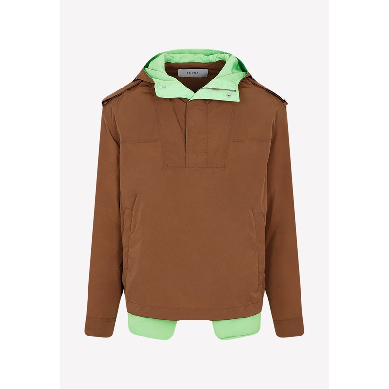 Anorak Hooded Jacket in Tech Fabric Brown mrtwit_IT 48