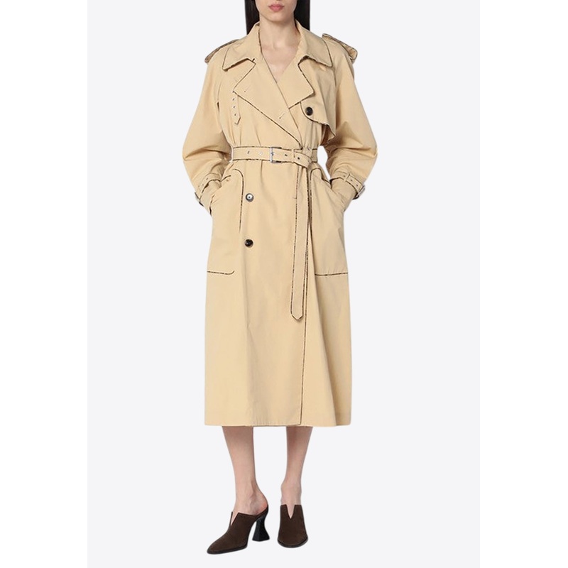 Double-Breasted Trench Coat Beige wrtwstd_S