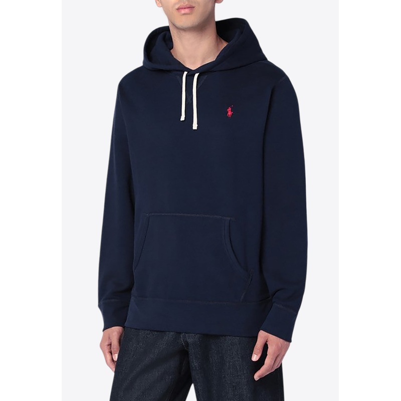 Logo Embroidered Drawstring Hoodie Blue mrtwstd_S