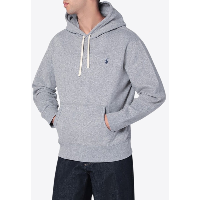 Logo Embroidered Drawstring Hoodie Gray mrtwstd_S