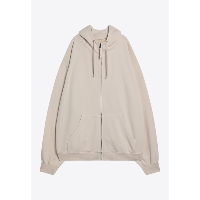 Numeric Logo Oversized Zip-Up Hoodie Ecru mrtwstd_XS