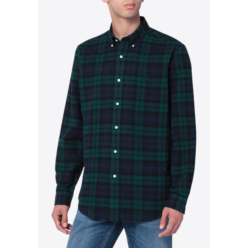 Plaid Check Long-Sleeved Shirt Blue mrtwstd_S