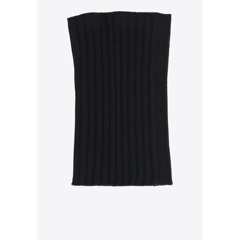 Ribbed-Knit Tube Scarf Black Onesize