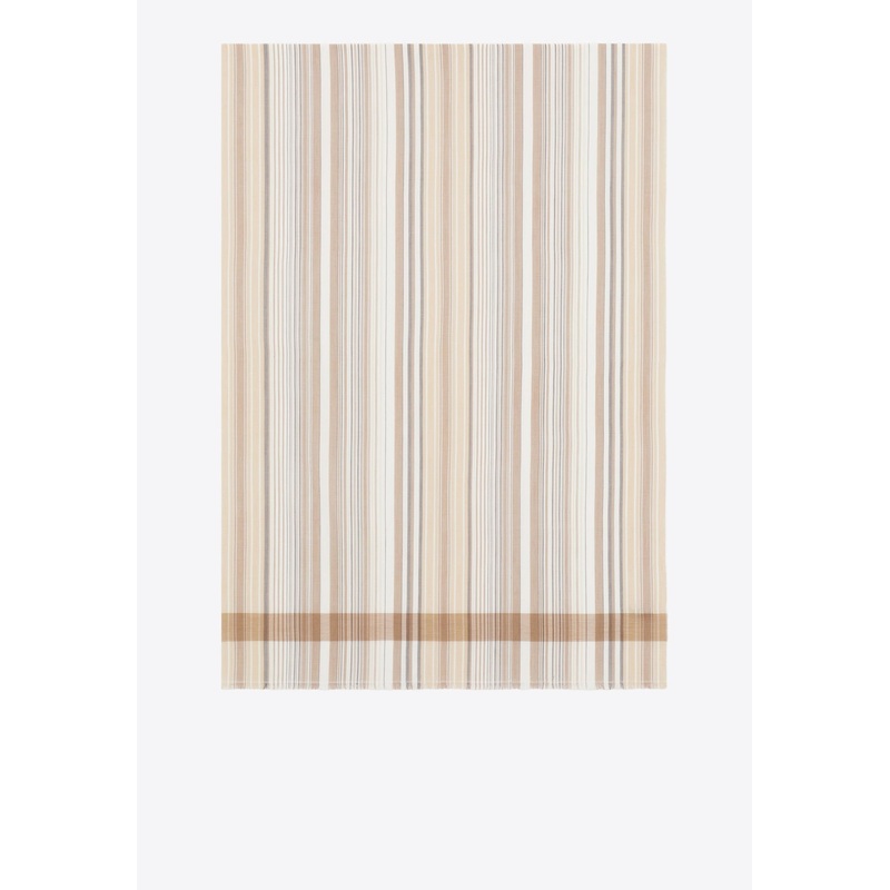 Stripe-Pattern Scarf Beige Onesize