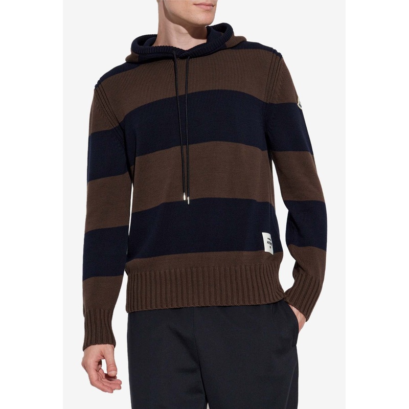 Striped Knit Hooded Sweatshirt Brown mrtwstd_S