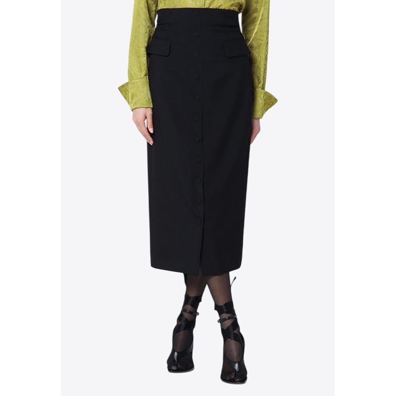 Wool-Blend Midi Skirt Black wrtwfr_FR 38