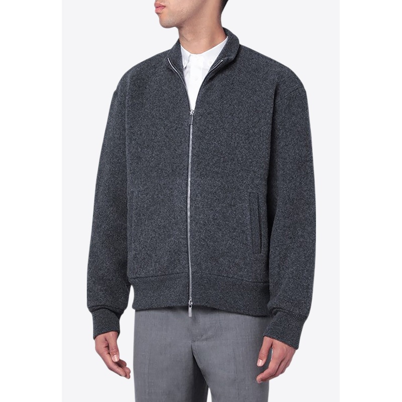 Zip-Up Wool Cardigan Gray mrtwstd_5