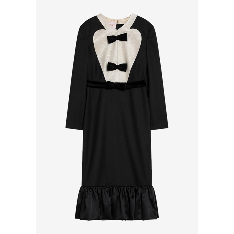 Bow Embellished Wool Midi Dress Black wrtwit_IT 42