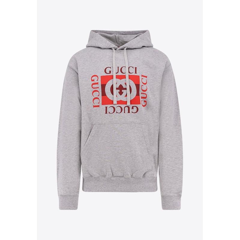 Interlocking G Print Drawstring Hoodie Gray mrtwstd_S