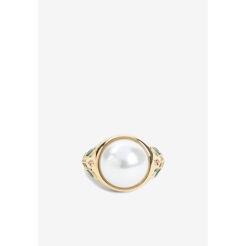 Pearl Signet Ring Gold M
