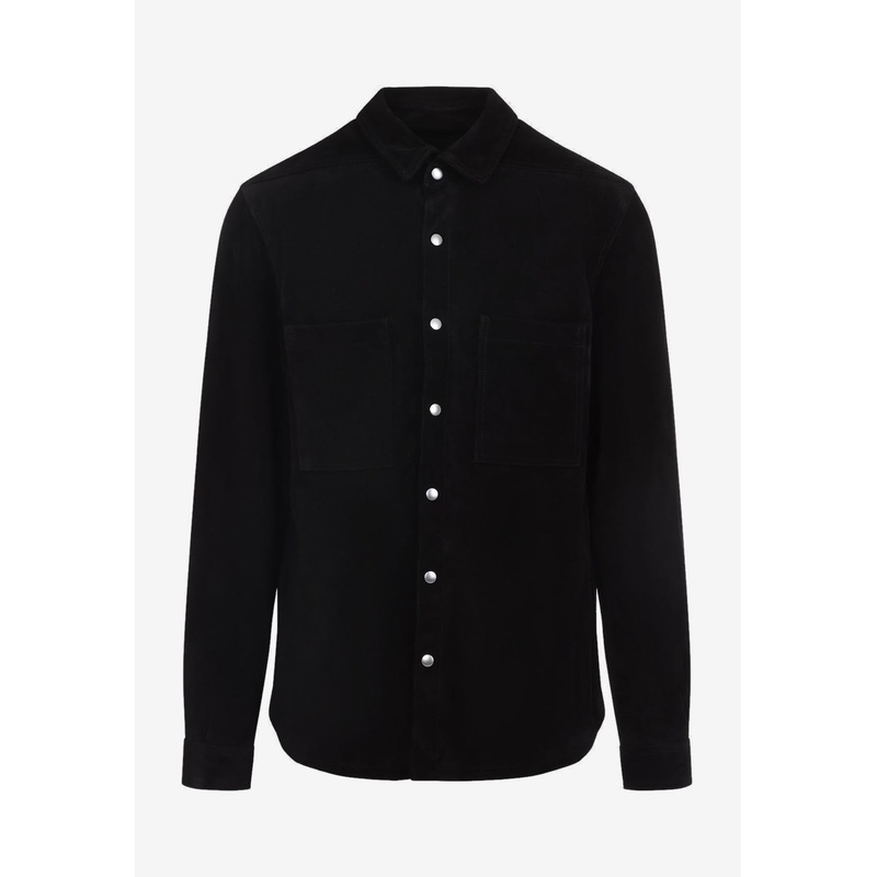 Suede Button-Up Shirt Black mrtwit_IT 48