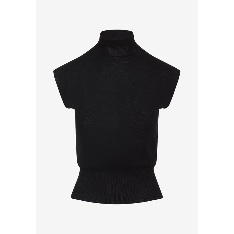 Turtleneck Sleeveless Top Black wrtwstd_XS
