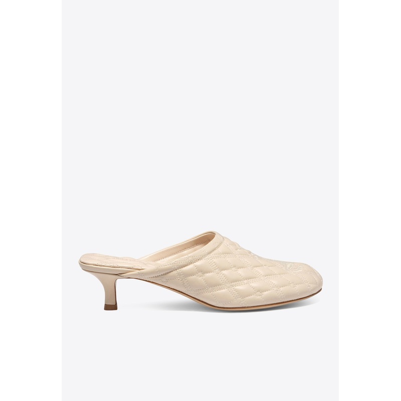 45 Embroidered Quilted Mules Cream wshoeseu_EU 36