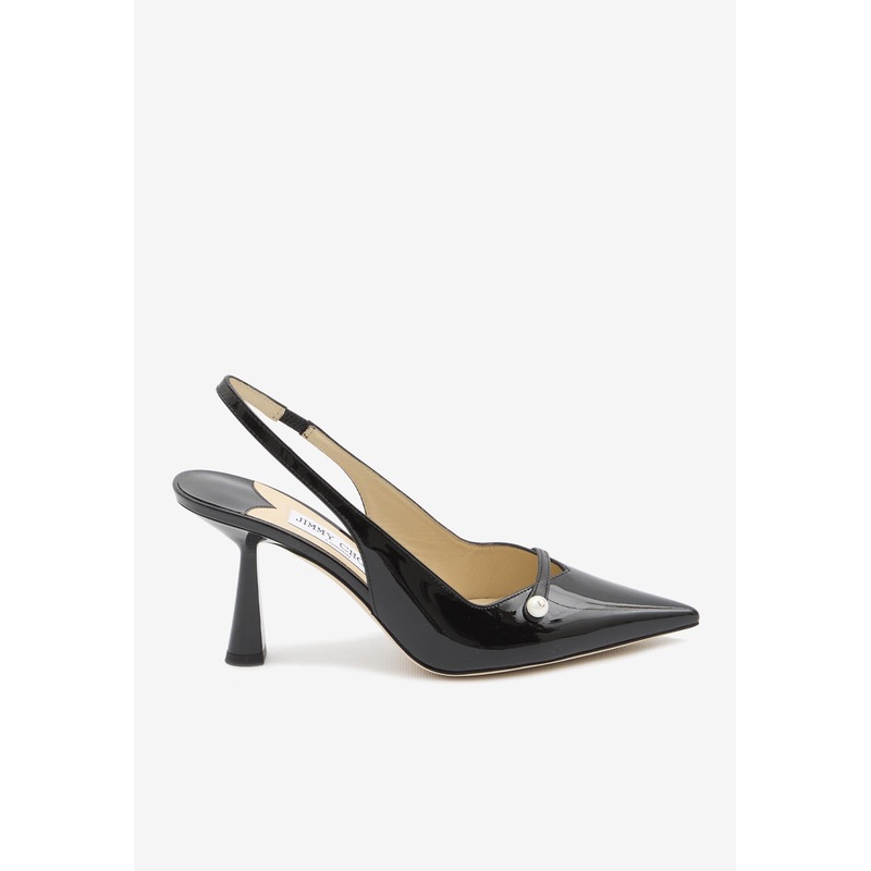 Amita 85 Patent Leather Slingback Pumps Black wshoeseu_EU 36