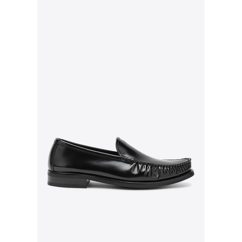 Brushed Leather Loafers Black mshoesuk_UK 6