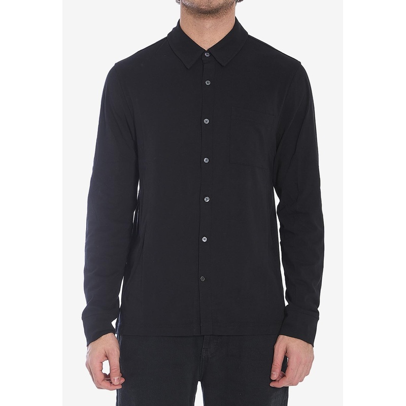 Patch Pocket Long-Sleeved Shirt Black mrtwstd_1