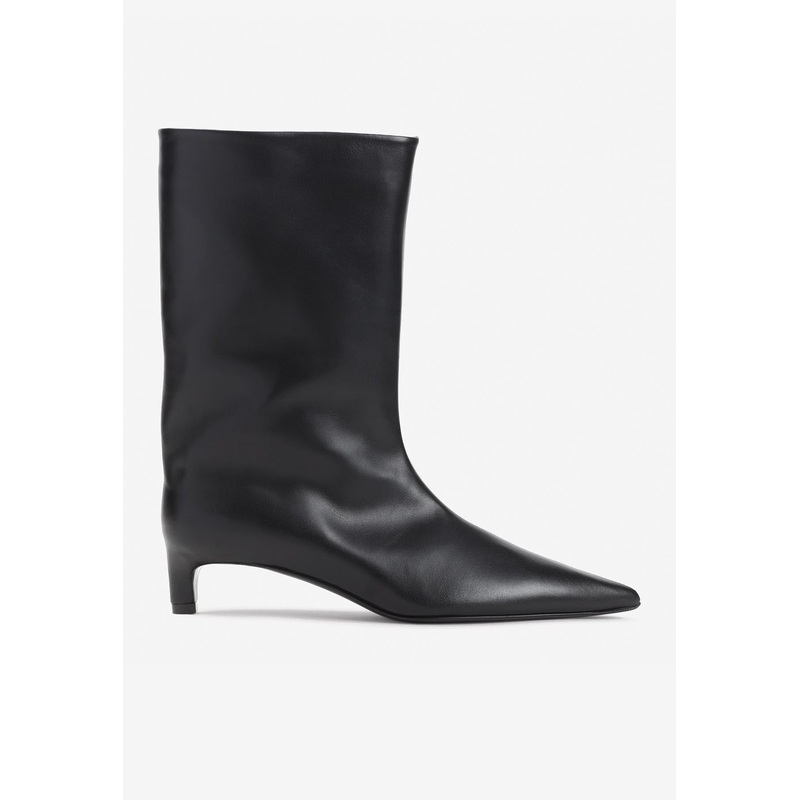 Pointed-Toe Mid-Calf Boots Black wshoeseu_EU 36
