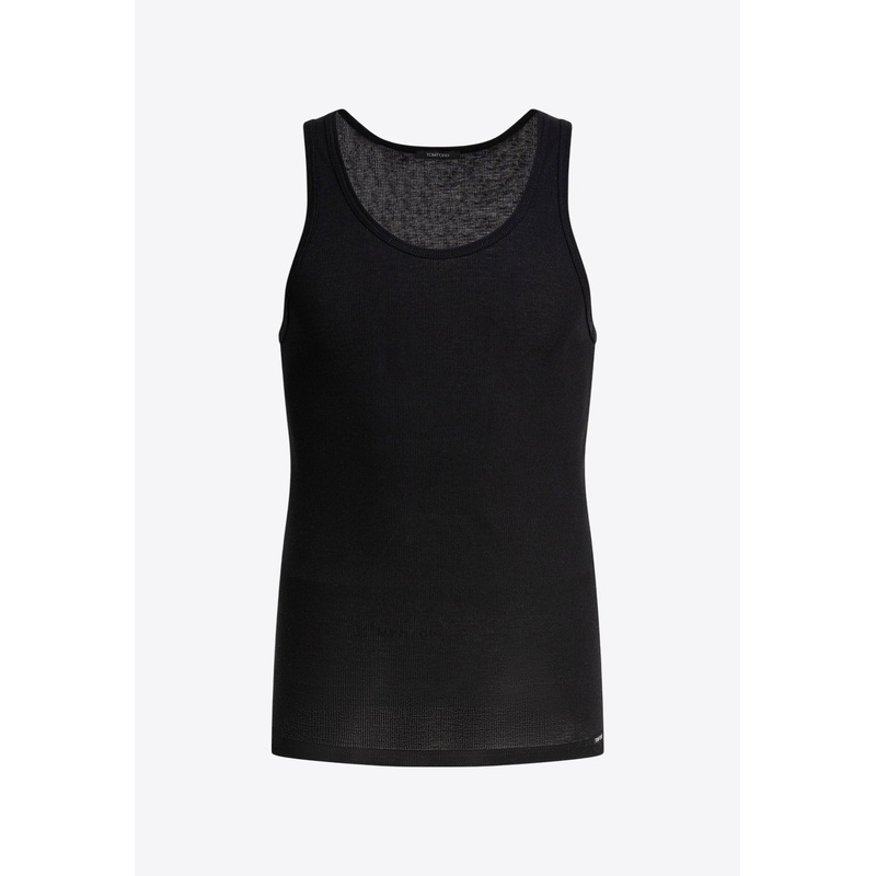 Ribbed Crewneck Tank Top Black mrtwstd_S