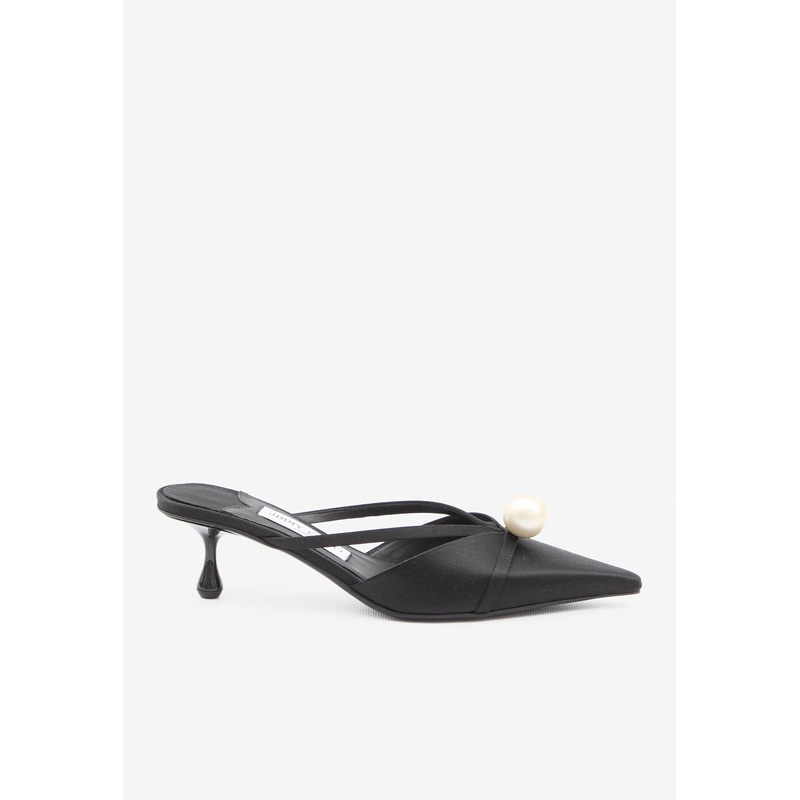 Sana 50 Satin Mules with Pearl Black wshoeseu_EU 36