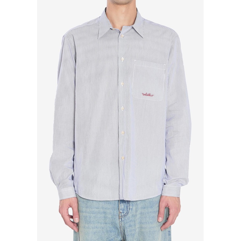 Striped Shirt With Embroidered Logo Light Blue mrtwshirtseu_EU 39