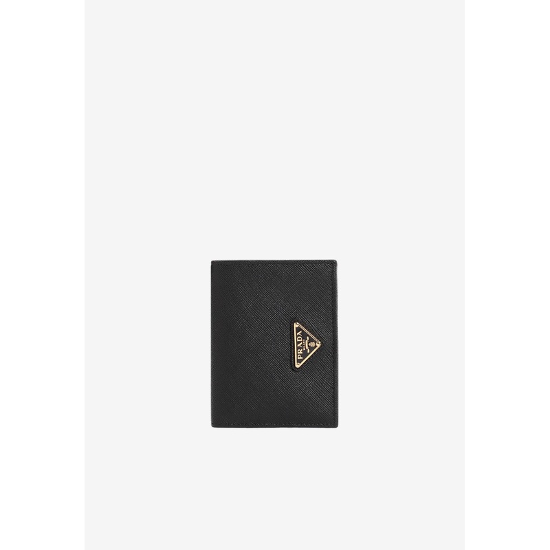 Triangle Logo Bi-Fold Leather Wallet Black Onesize
