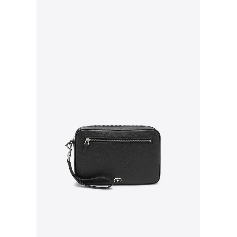VLogo Signature Leather Pouch Bag Black Onesize
