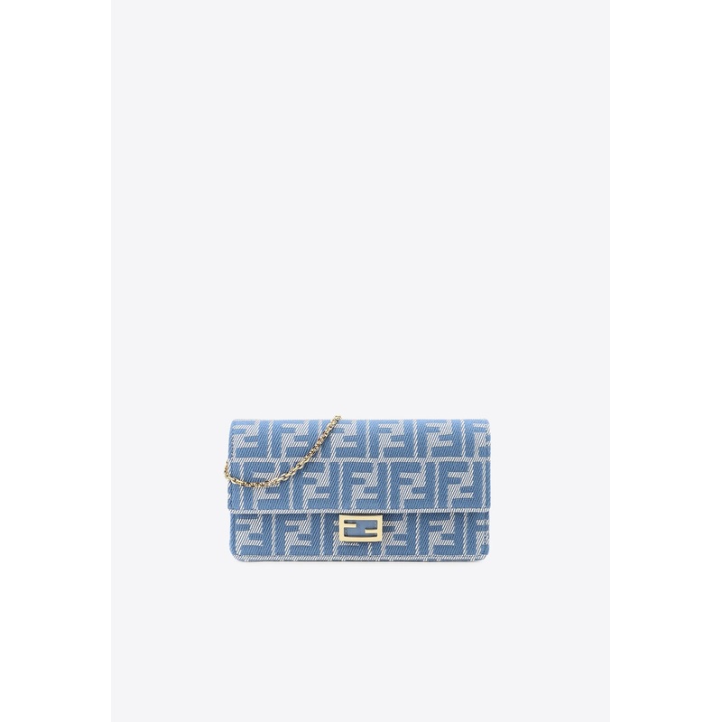 Baguette FF Jacquard Denim Clutch Blue Onesize